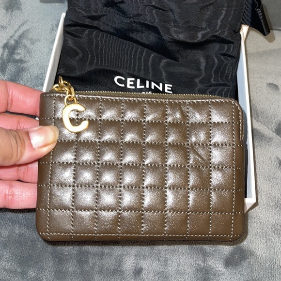 Celine preloved olive green card coin purse excellent condition - Picture 2 of 11